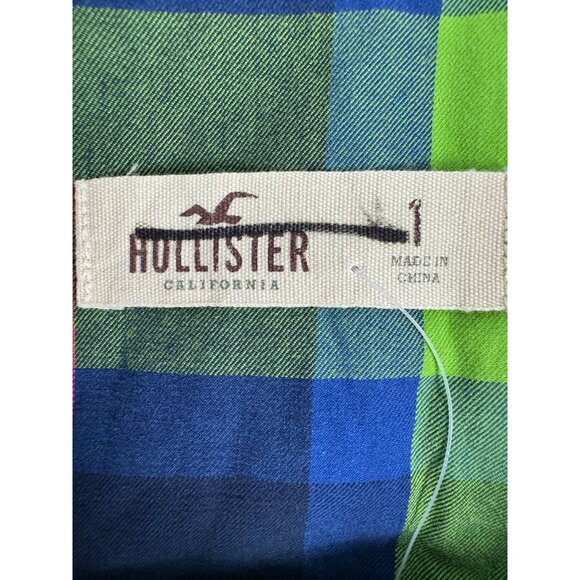 Hollister Womens Plaid Mini Skirt Green/Blue Sz 1 Preppy CottonBlend Lightweight - Picture 8 of 15